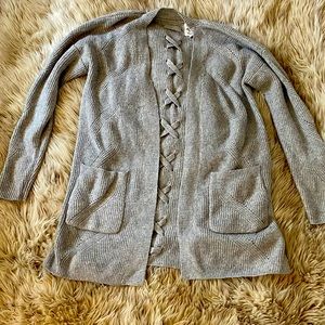 Hippie Rose Grey Cardigan! Size small. Cute details in the back.
